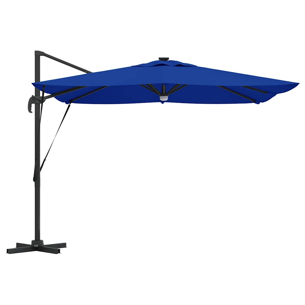 Cantilever Roma Parasol med LED-lamper, Azure Blå, 286 x 285 x 270 cm, Aluminium