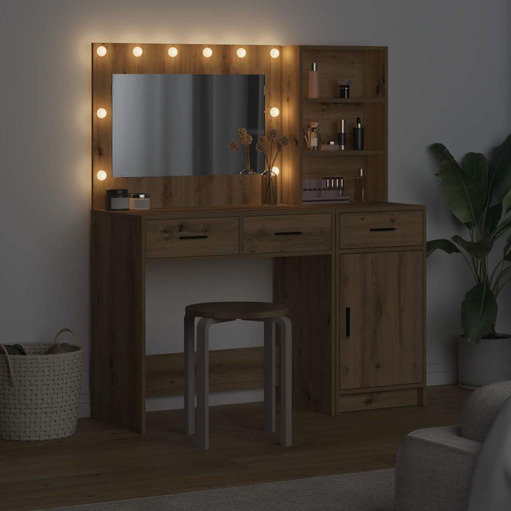Sminkebord med dør 2 pcs Brun 78.5 x 41 x 135 cm Konstruert tre