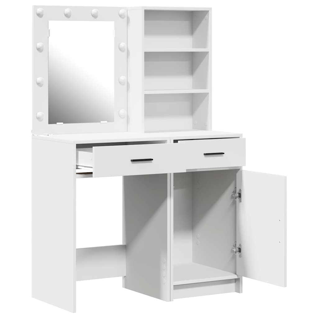 Sminkebordsett 2 pcs Hvit 50 x 41 x 135 cm Konstruert tre