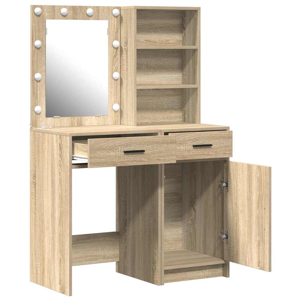 Sminkebordsett 2 pcs Sonoma eik 50 x 41 x 135 cm Konstruert tre