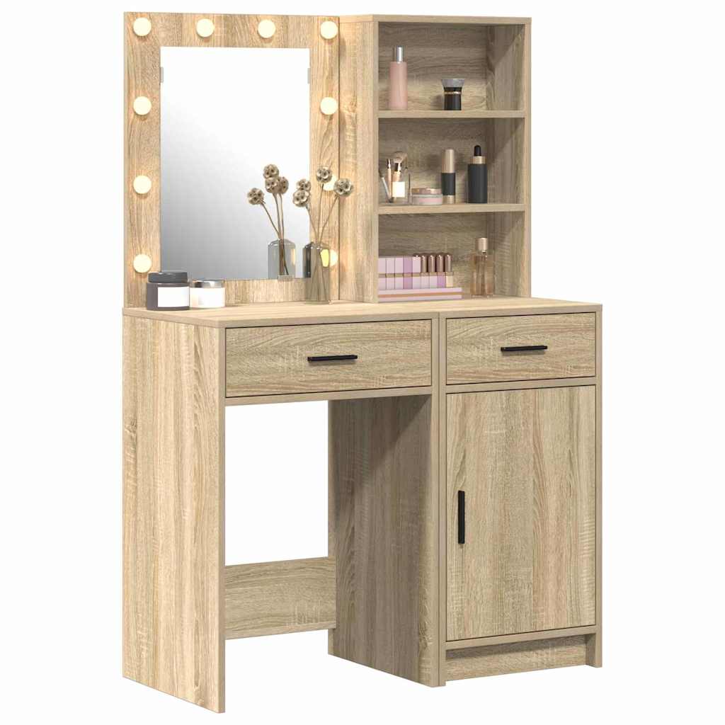 Sminkebordsett 2 pcs Sonoma eik 50 x 41 x 135 cm Konstruert tre