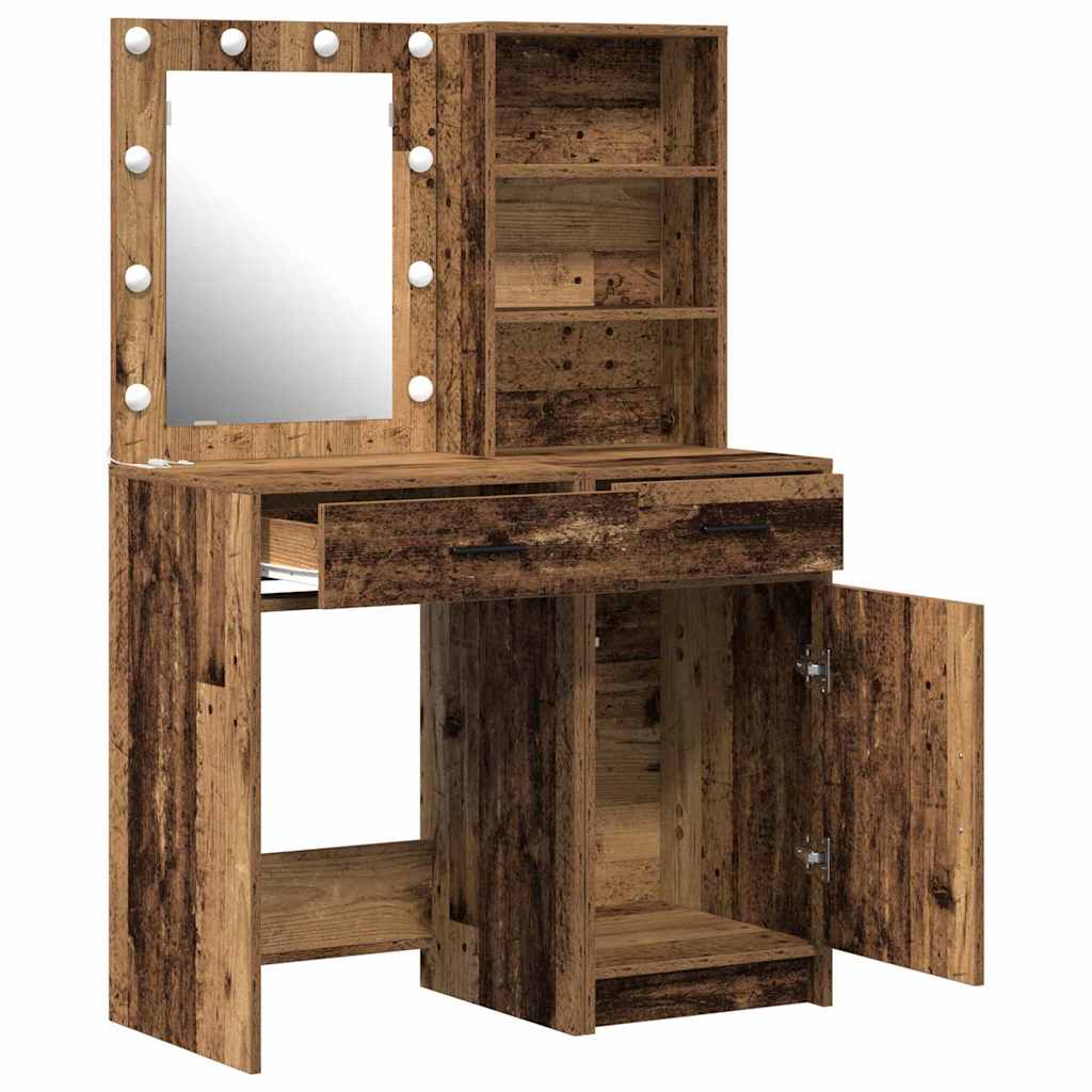 Sminkebordsett med skuff 2 pcs Gammelt tre 50 x 41 x 135 cm