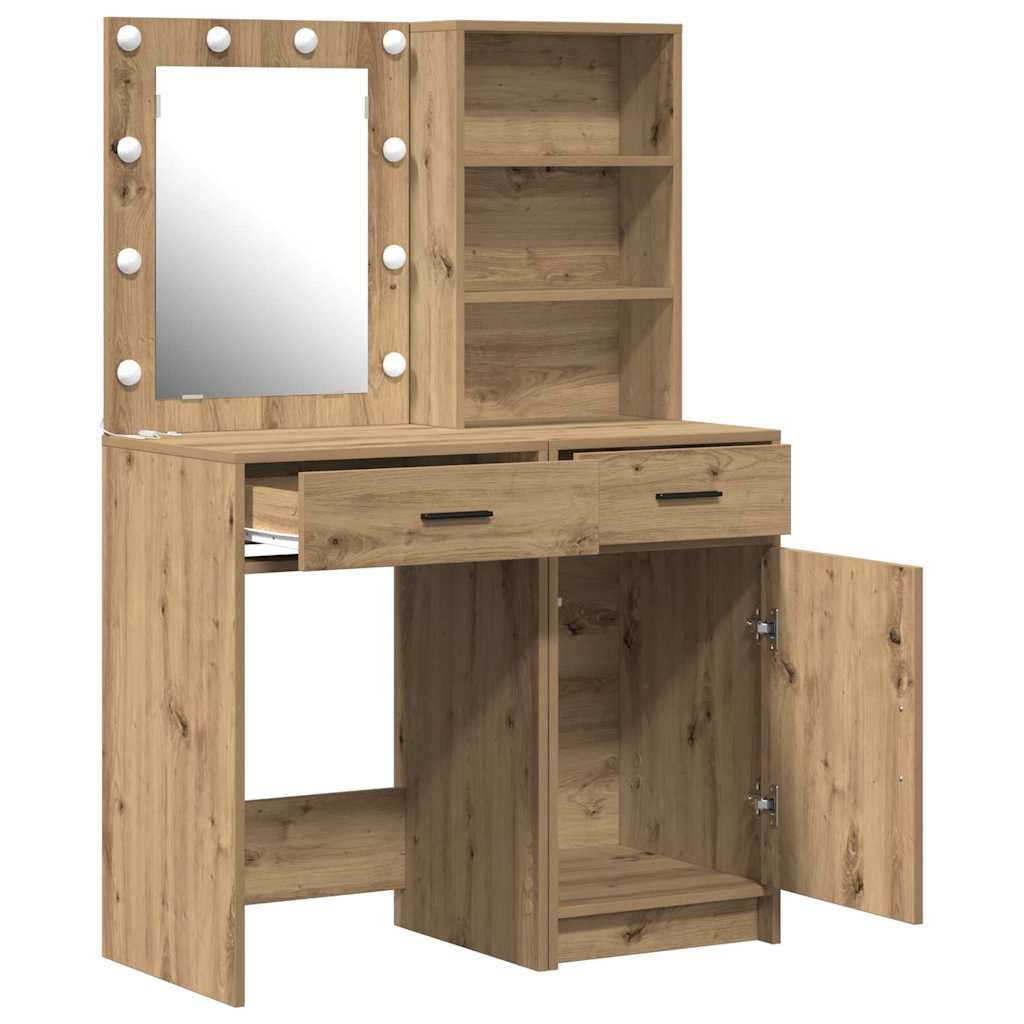 Sminkebordsett med skuff 2 pcs artisan eik 50 x 41 x 135 cm