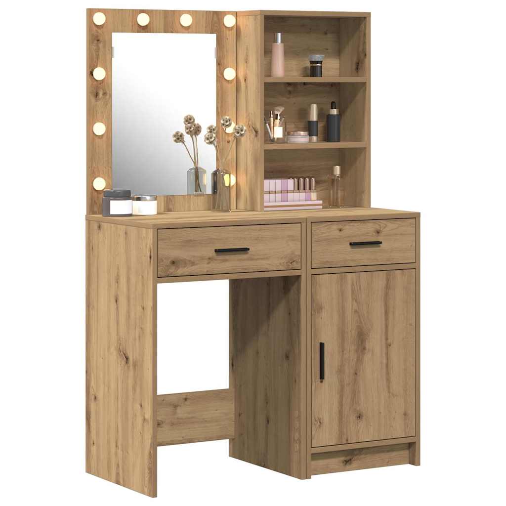 Sminkebordsett med skuff 2 pcs artisan eik 50 x 41 x 135 cm