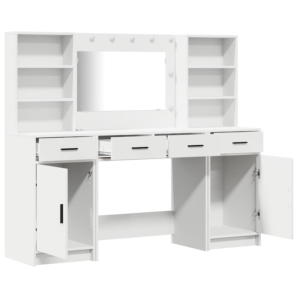 Sminkebordsett 3 pcs Hvit 78.5 x 41 x 135 cm Konstruert tre