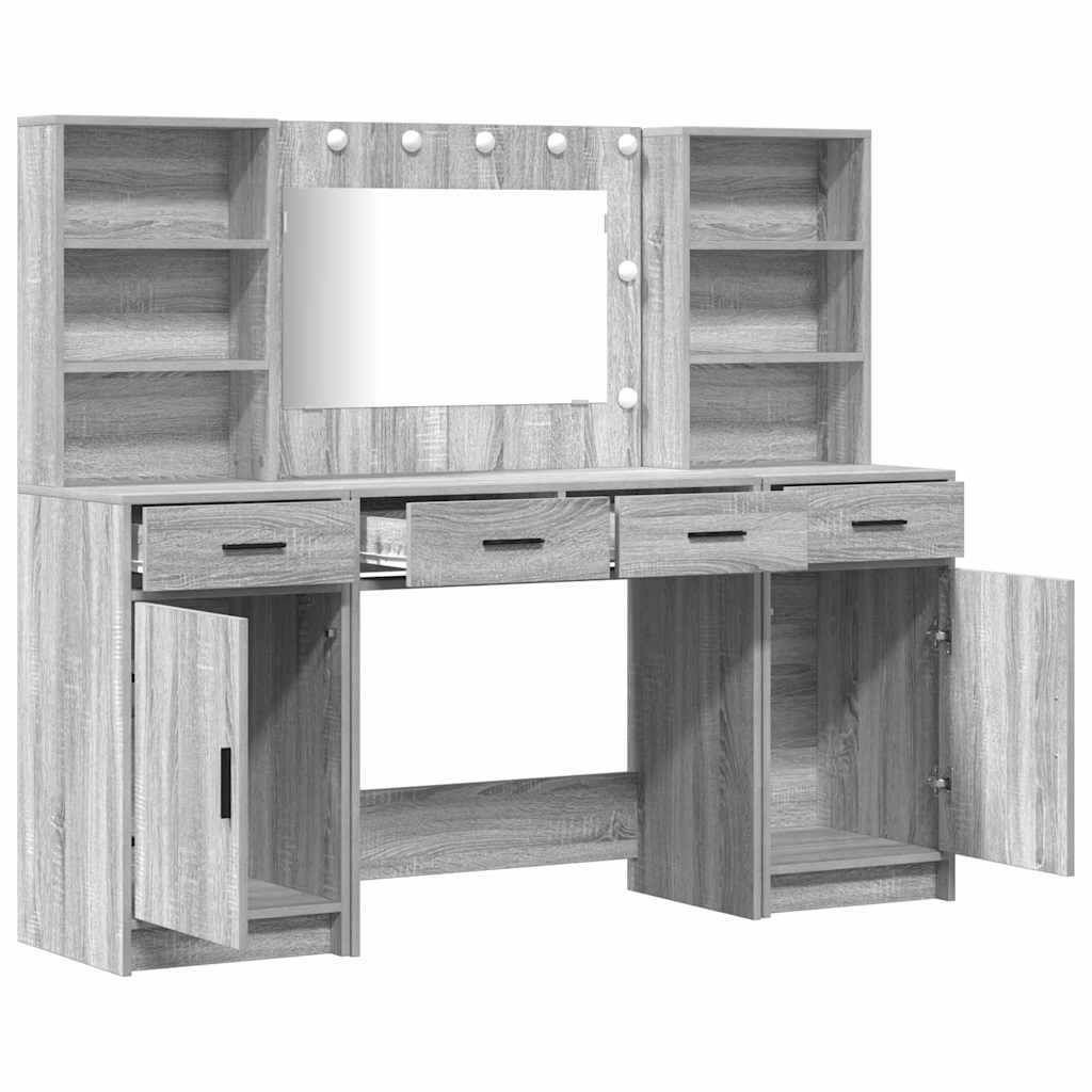 Sminkebordsett med skuff 3 pcs Grå sonoma 78.5 x 41 x 135 cm