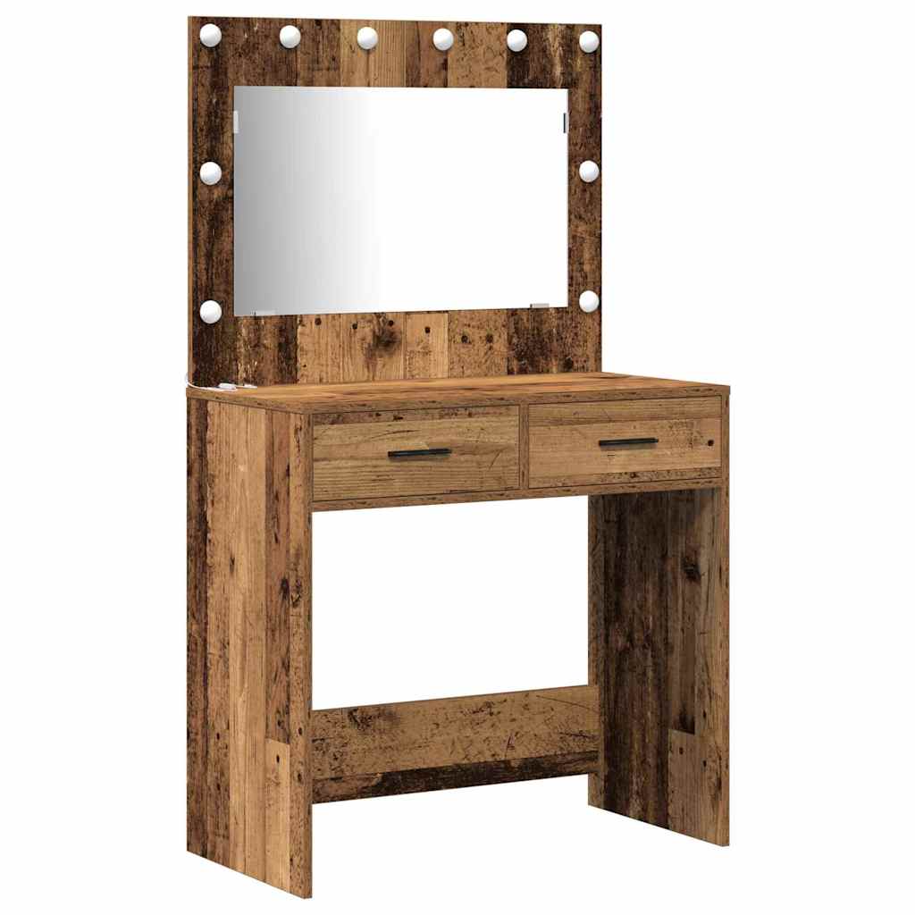 Sminkebordsett med skuff 3 pcs Gammelt tre 78.5 x 41 x 135 cm