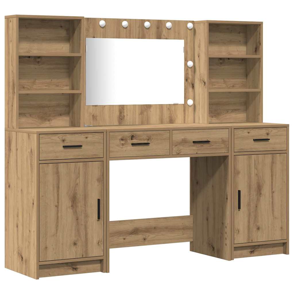 Sminkebordsett med skuff 3 pcs artisan eik 78.5 x 41 x 135 cm