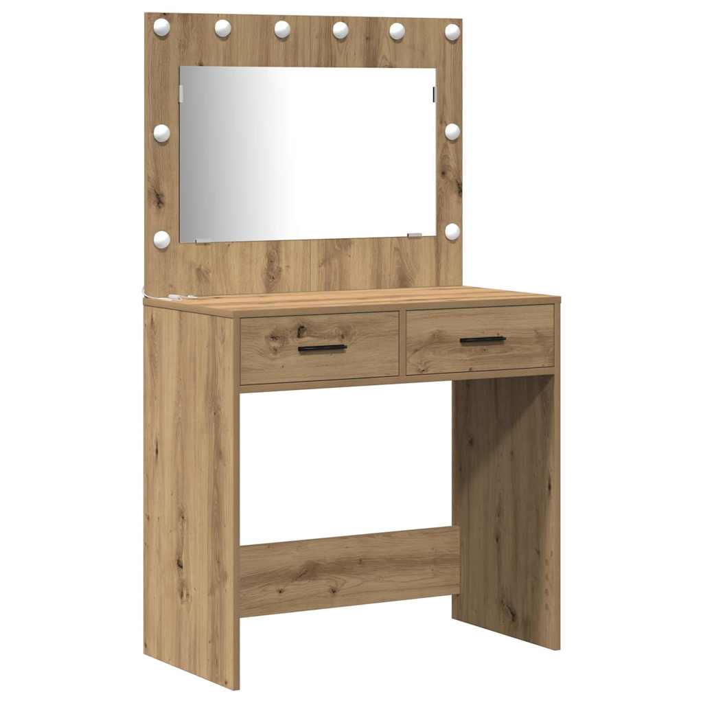 Sminkebordsett med skuff 3 pcs artisan eik 78.5 x 41 x 135 cm
