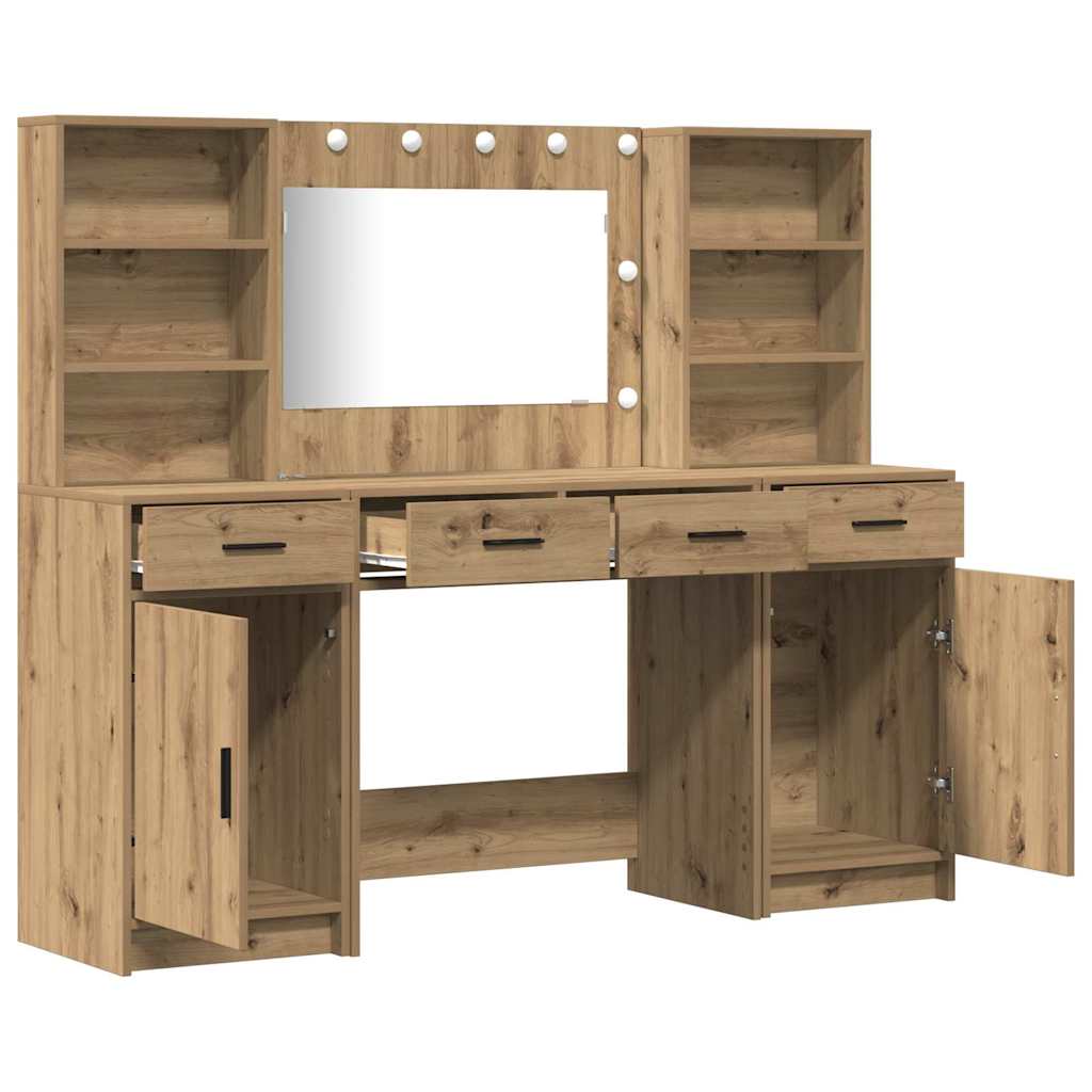 Sminkebordsett med skuff 3 pcs artisan eik 78.5 x 41 x 135 cm