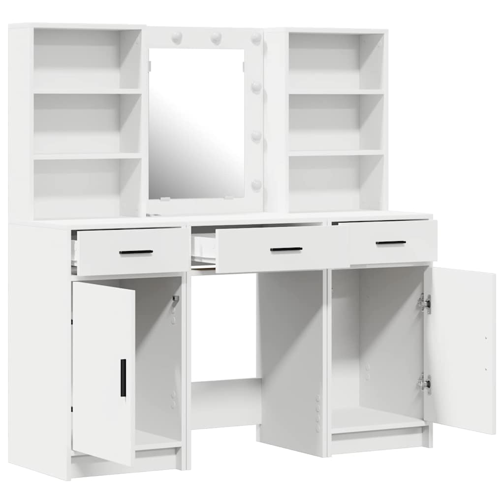 Sminkebordsett 3 pcs Hvit 50 x 41 x 135 cm Konstruert tre