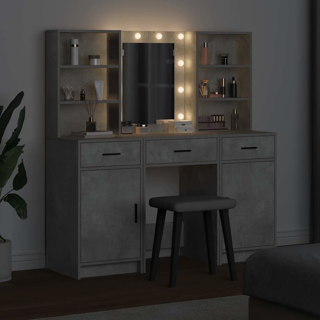 Sminkebordsett 3 pcs Betonggrå 50 x 41 x 135 cm Konstruert tre