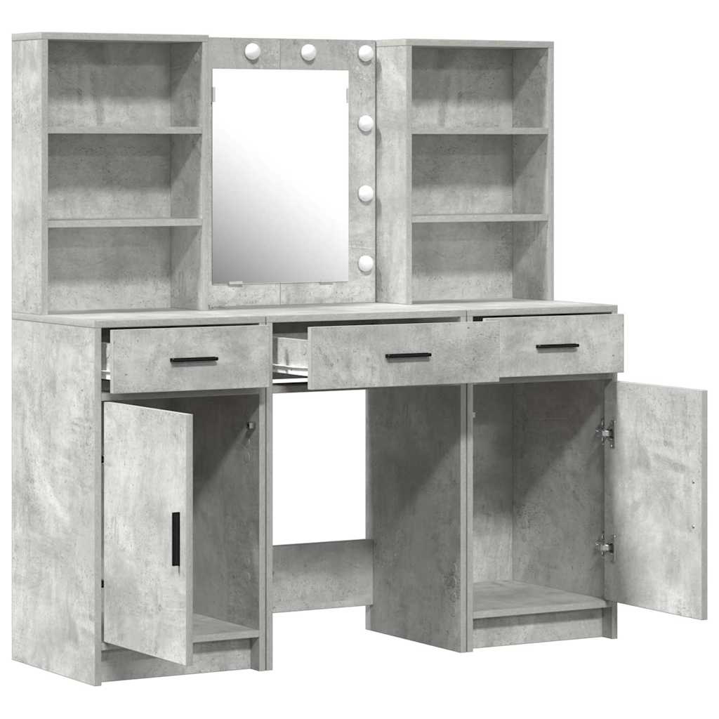 Sminkebordsett 3 pcs Betonggrå 50 x 41 x 135 cm Konstruert tre