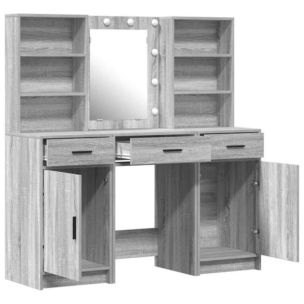 Sminkebordsett 3 pcs Grå sonoma 50 x 41 x 135 cm Konstruert tre