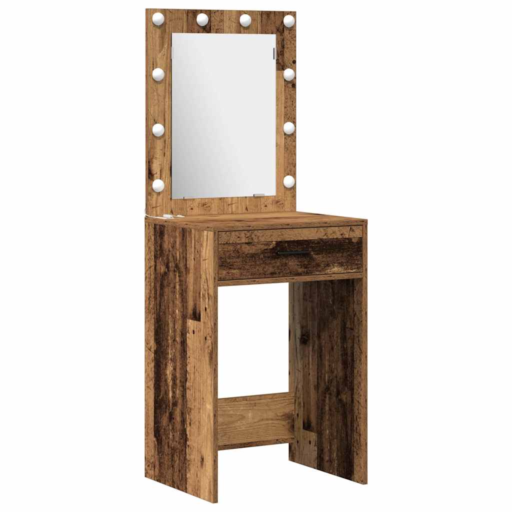 Sminkebordsett med skuff 3 pcs Gammelt tre 50 x 41 x 135 cm