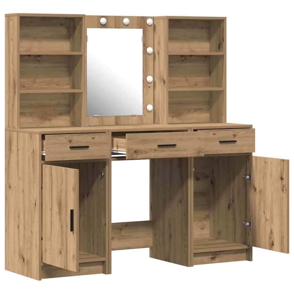 Sminkebordsett med skuff 3 pcs artisan eik 50 x 41 x 135 cm