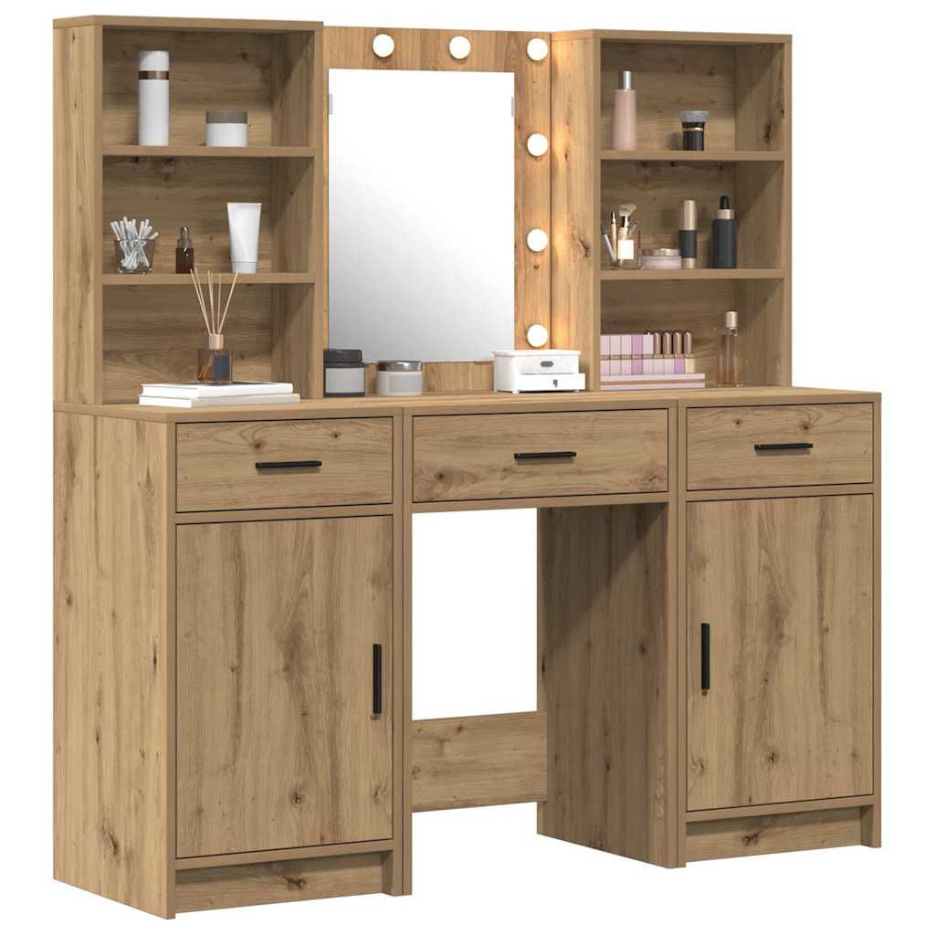 Sminkebordsett med skuff 3 pcs artisan eik 50 x 41 x 135 cm