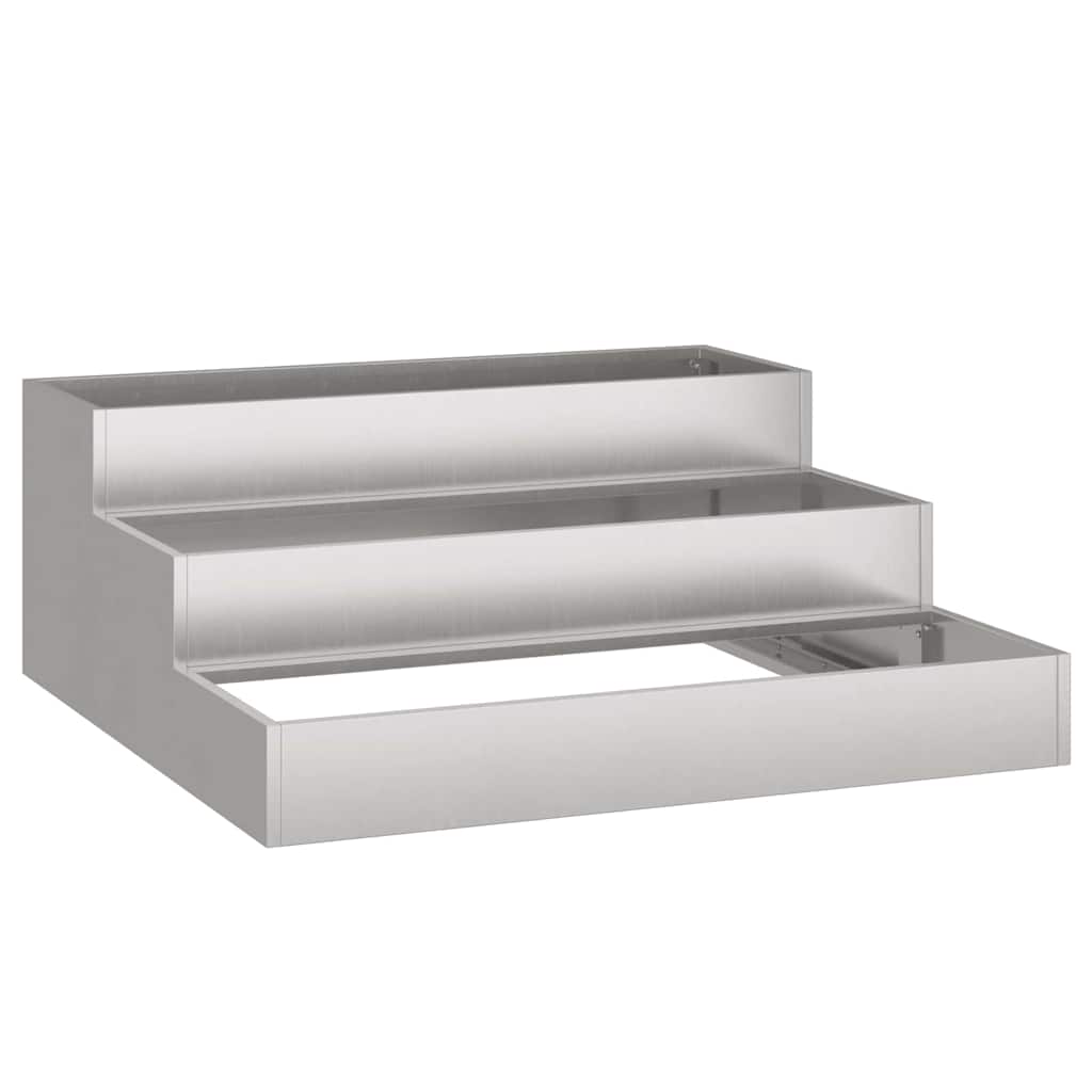 Hageblomsterpotte sølv 90 x 90 x 35 cm Rustfritt stål