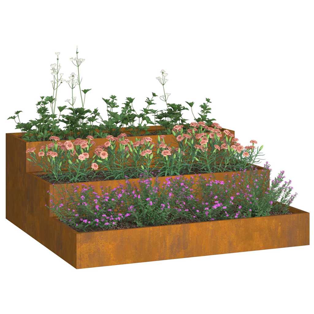 Hageblomsterpotte Rusten 90 x 90 x 35 cm Cortenstål