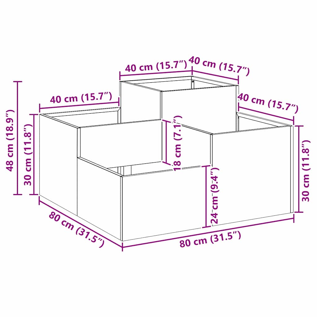 Hageblomsterpotte Hvit 80 x 80 x 48 cm Stål
