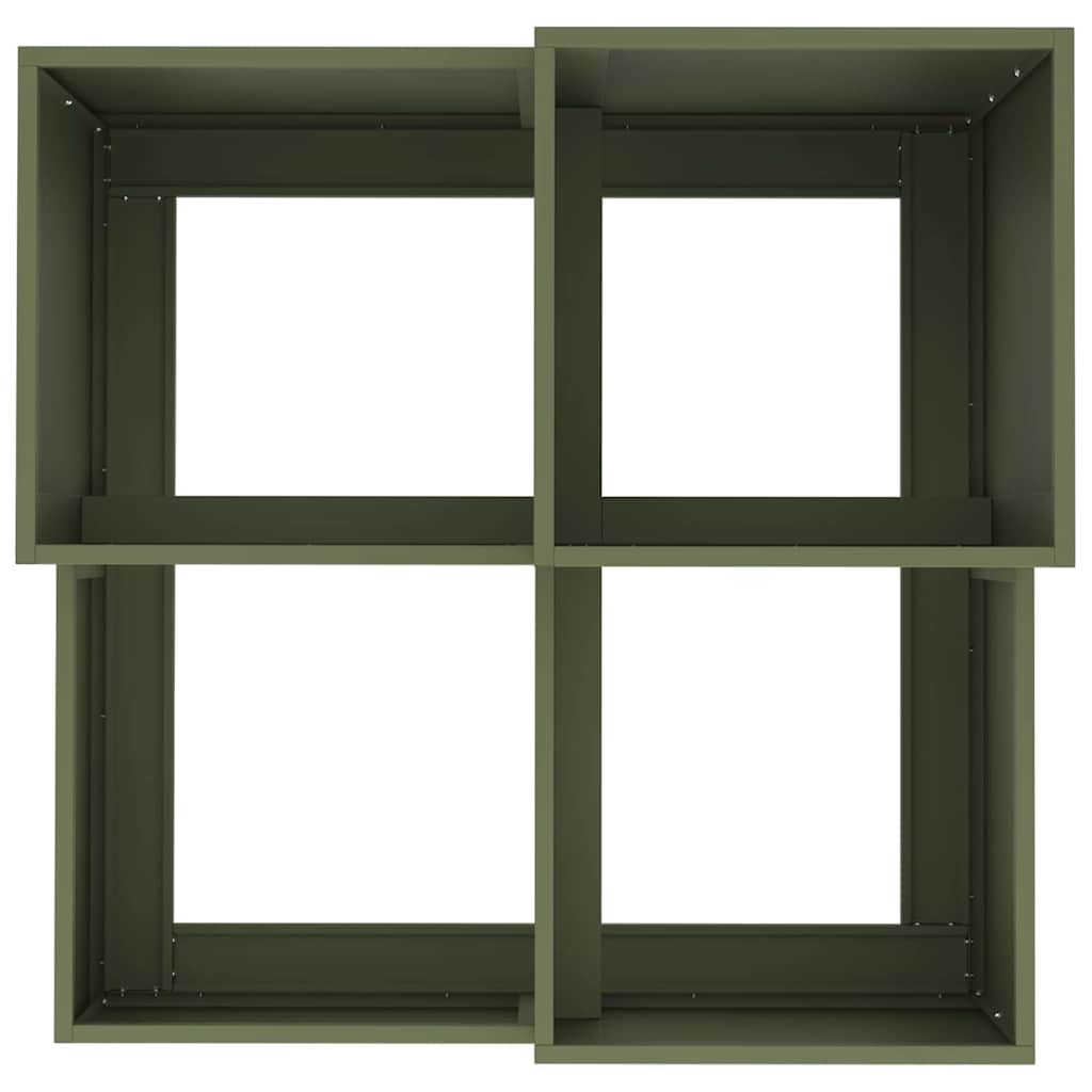 Hagepotte 80 x 80 x 60 cm i olivengrønn stål