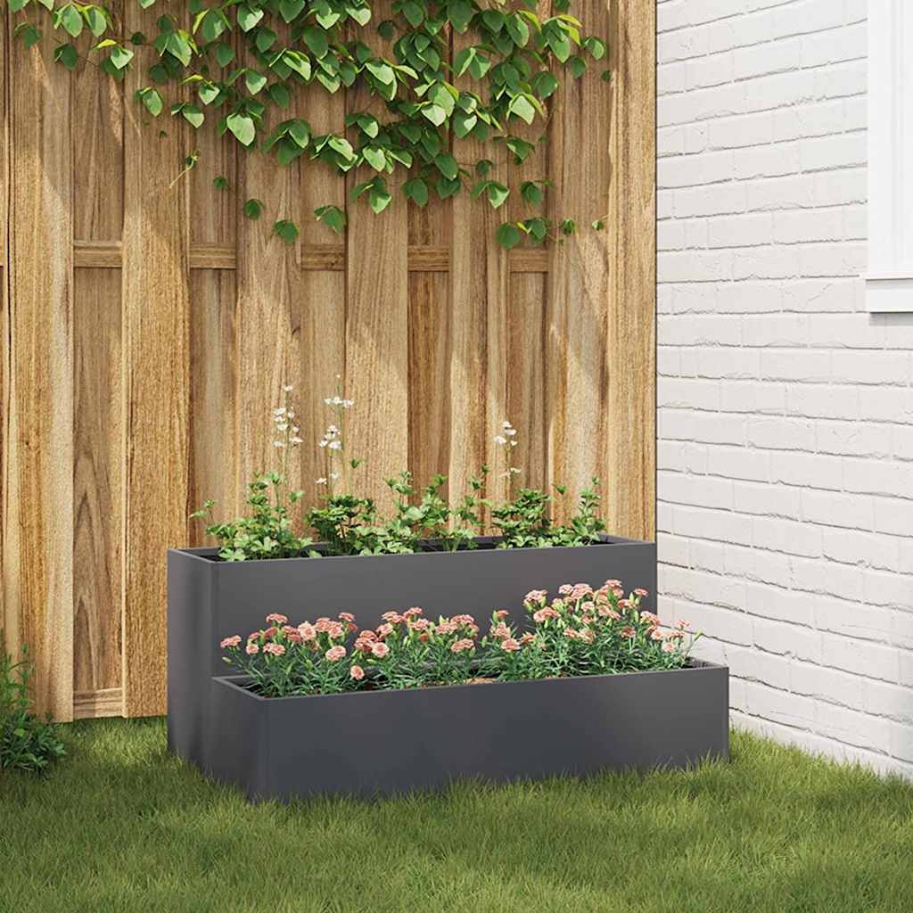 Hageplantekasse 2-lags 100 x 60 x 45 cm antrasitt plast