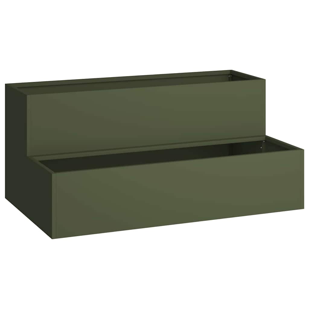 Hageplantekasse 2-nivå 100 x 60 x 45 cm Olivengrønn Stål
