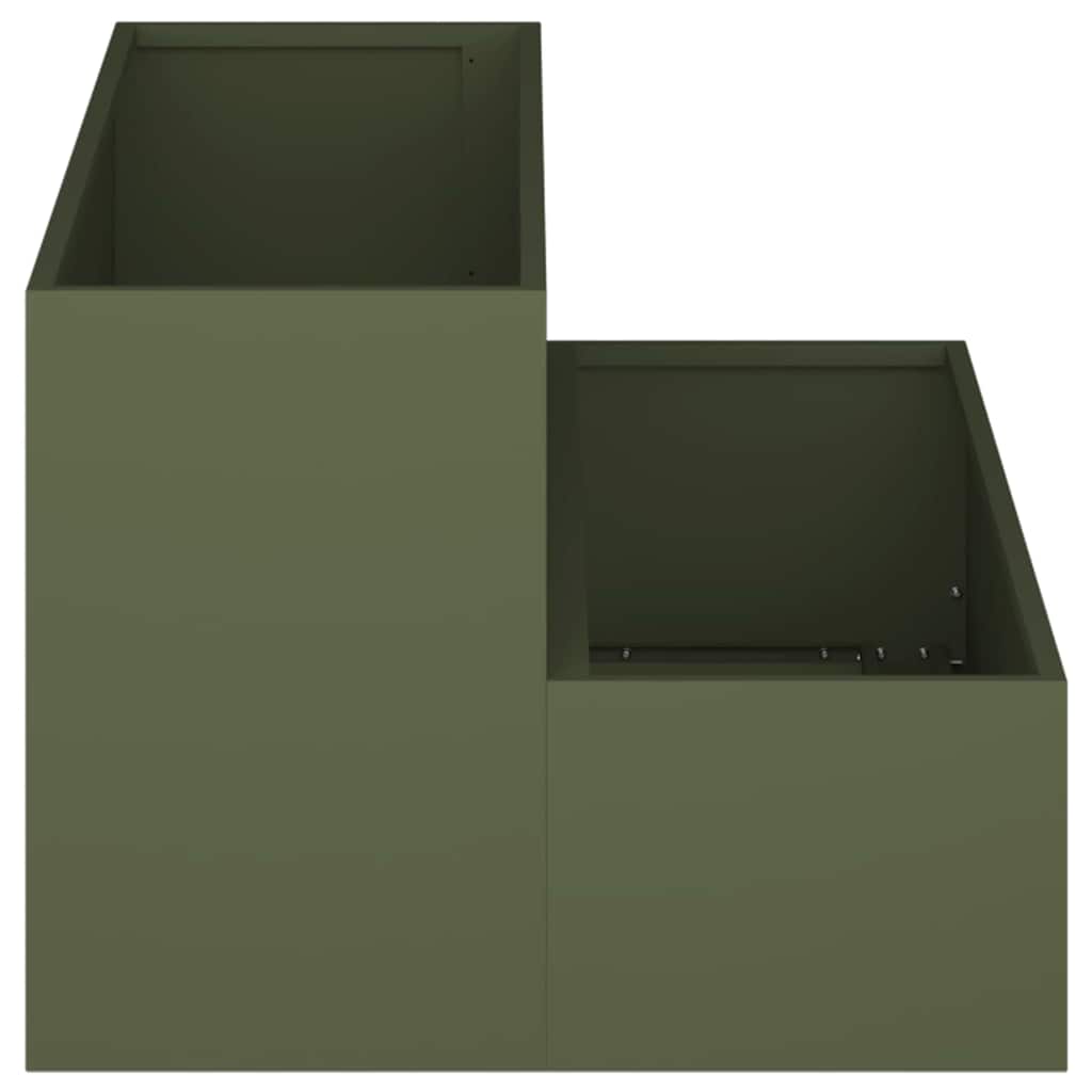 Hageplantekasse 2-nivå 100 x 60 x 45 cm Olivengrønn Stål