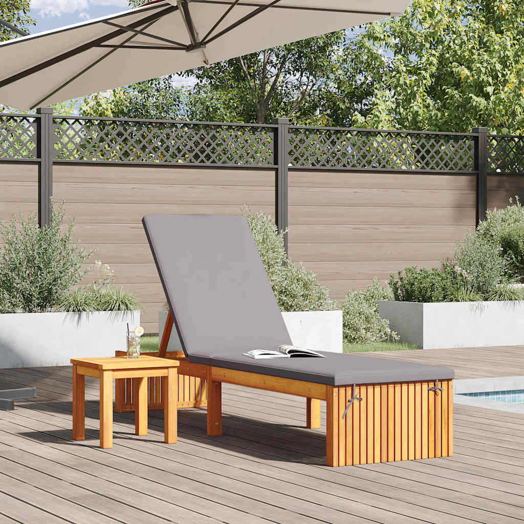 Solseng med pute 200x55x30 cm Solid akasietre