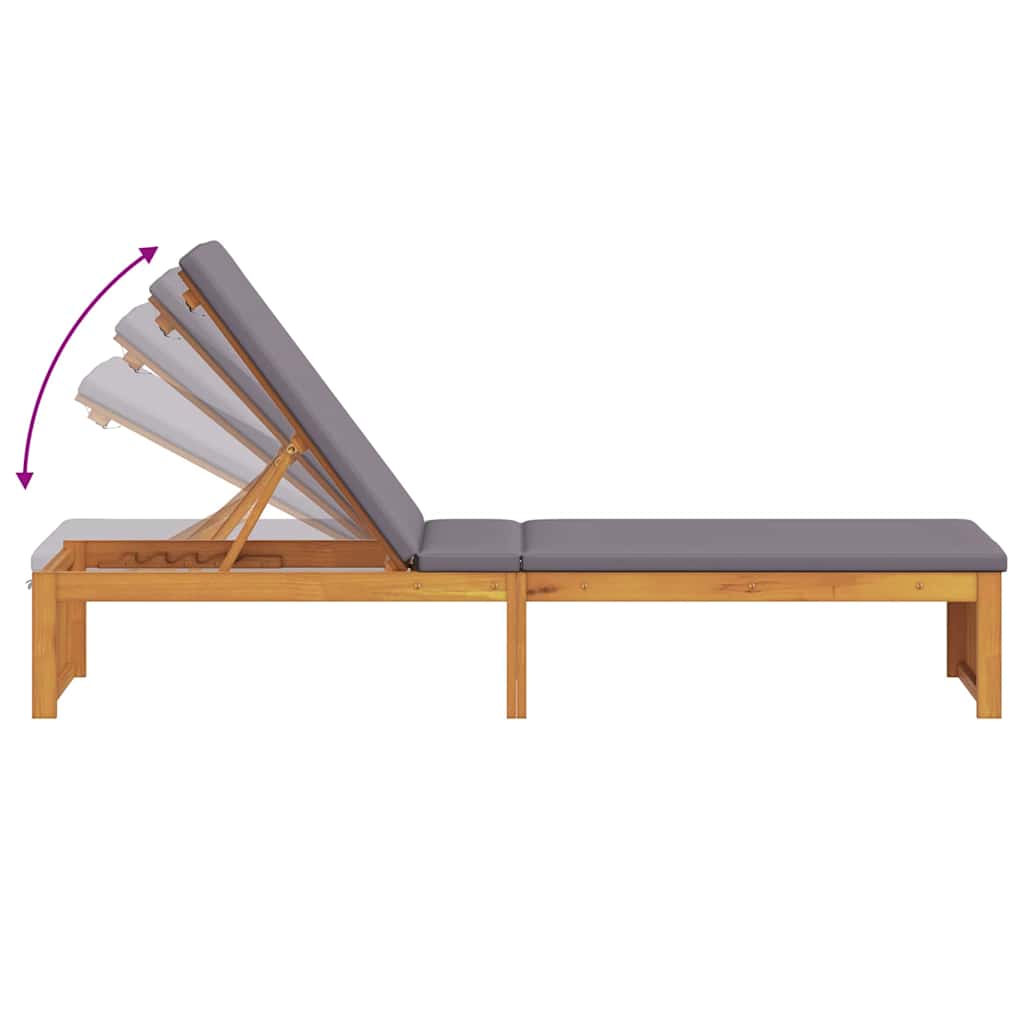 Solseng med pute 200x55x30 cm Solid akasietre
