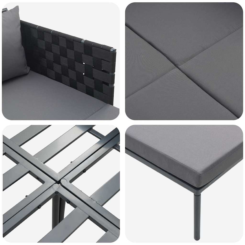 Solseng med puter for 2 personer Anthracitt 115x153x69,5 cm Stål