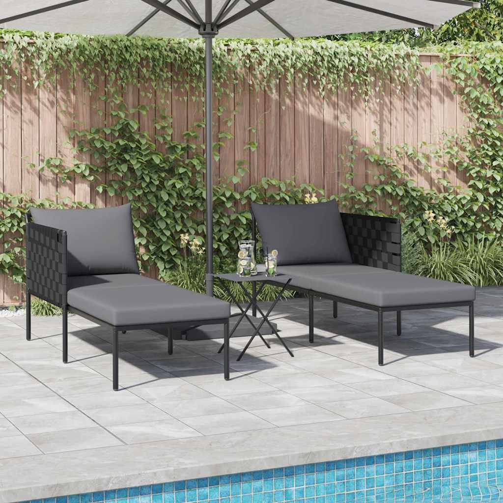 Solseng med puter for 2 personer Anthracitt 115x153x69,5 cm Stål