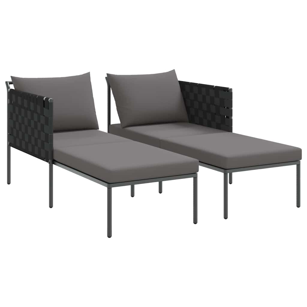 Solseng med puter for 2 personer Anthracitt 115x153x69,5 cm Stål