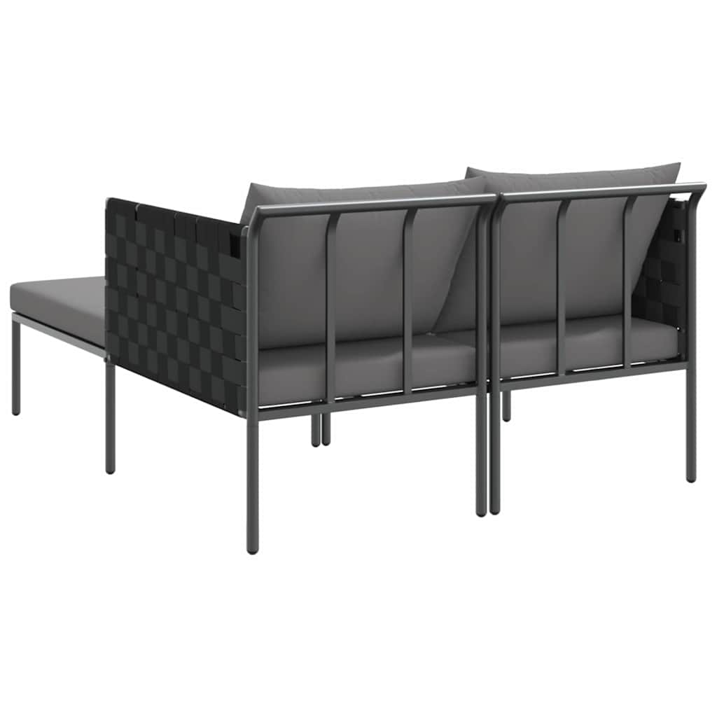 Solseng med puter for 2 personer Anthracitt 115x153x69,5 cm Stål