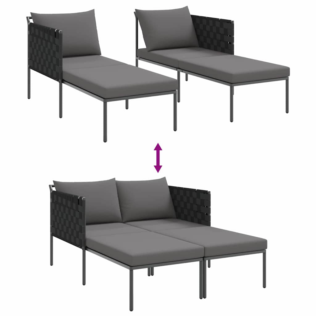 Solseng med puter for 2 personer Anthracitt 115x153x69,5 cm Stål
