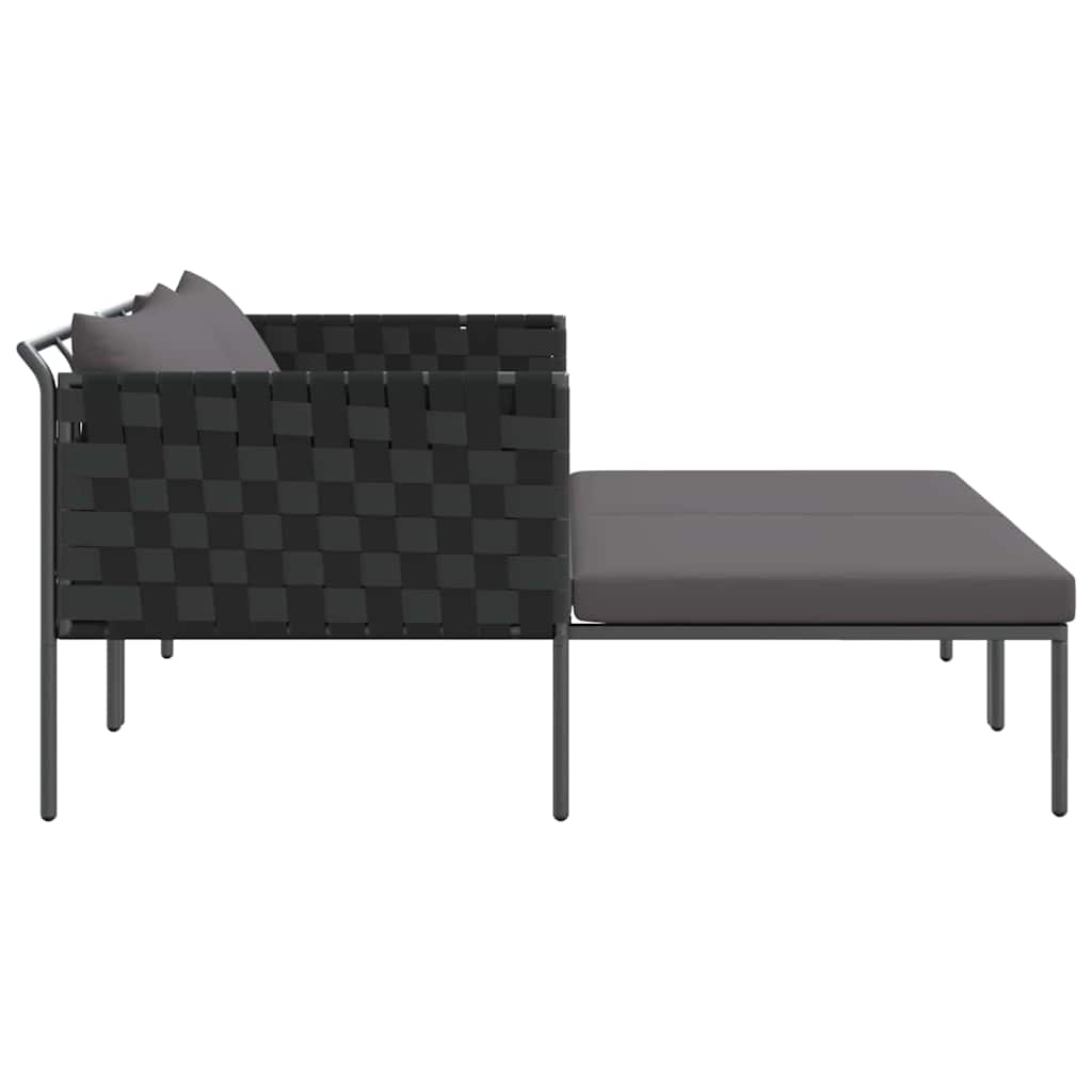 Solseng med puter for 2 personer Anthracitt 115x153x69,5 cm Stål