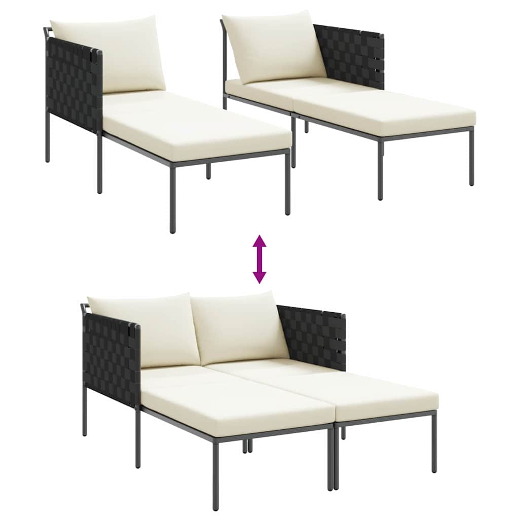 Solseng med puter for 2 personer Anthracite 115x153x69,5 cm Stål