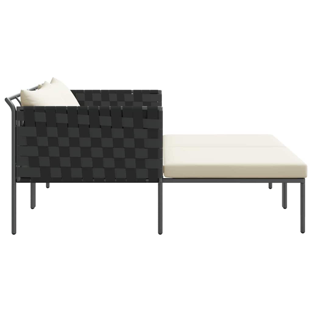 Solseng med puter for 2 personer Anthracite 115x153x69,5 cm Stål