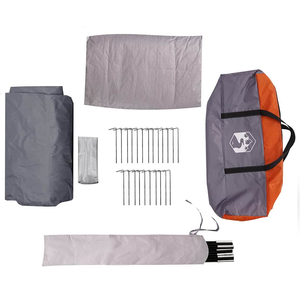 Hyttetelt med tak med lagring Grå og Oransje 425 x 396 x 222 cm