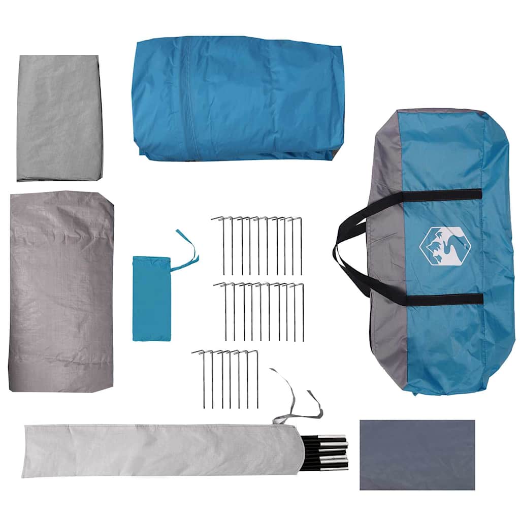 Tunneltelt med tak med lagring Blå og grå 740 x 370 x 220 cm