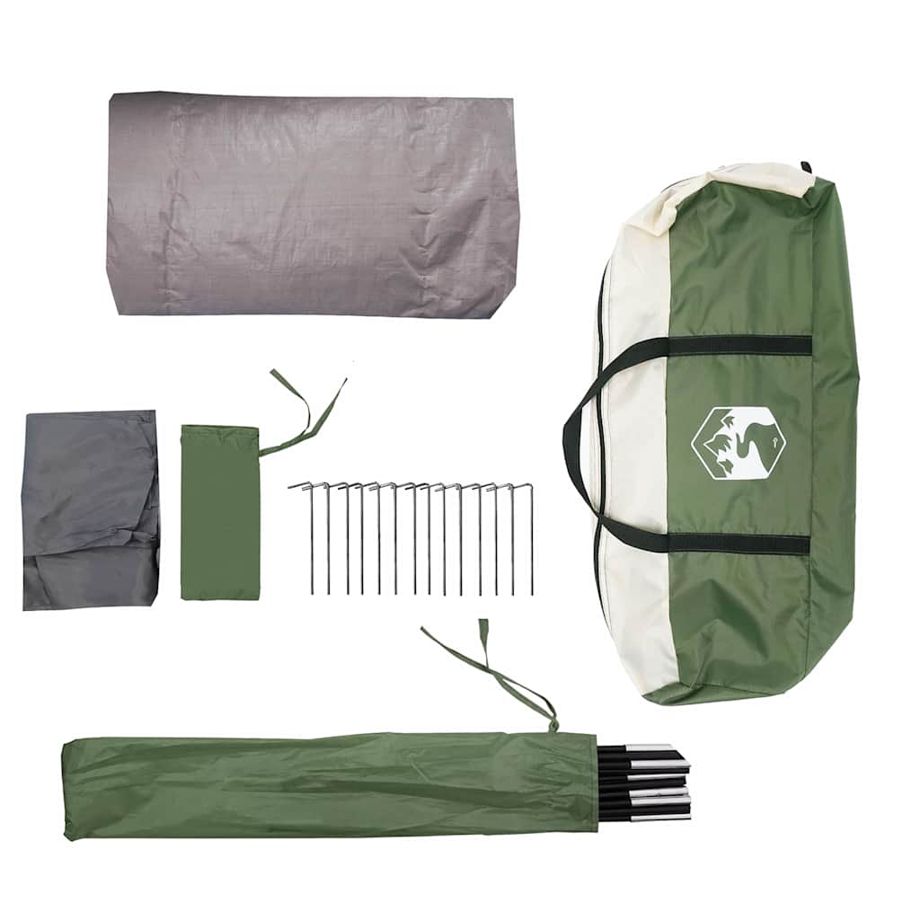 Tunneltelt med tak med lagring Grønn og hvit 318 x 275 x 140 cm