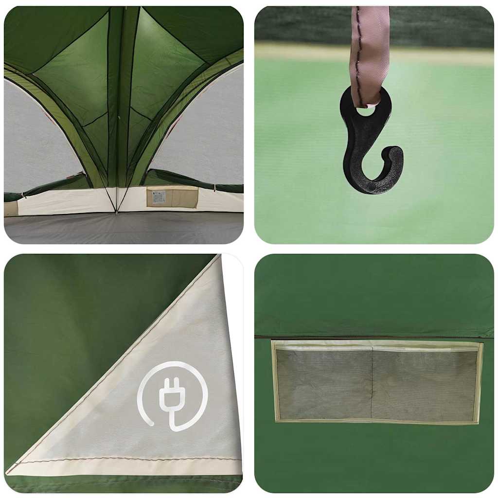 Familietelt med tak med lagring Grønn og Grå 460 x 430 x 214 cm