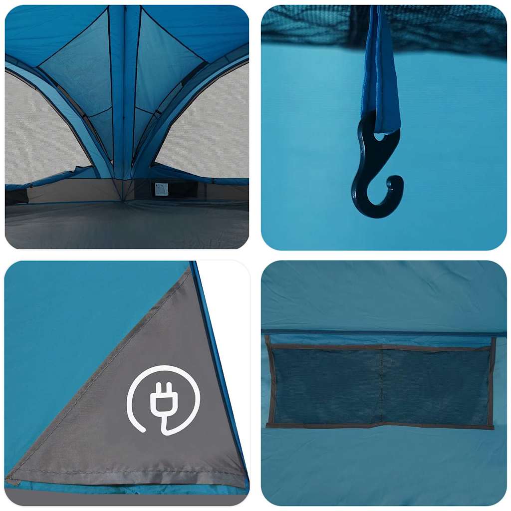 Familietelt med tak med lagring Blå og grå 460 x 430 x 214 cm