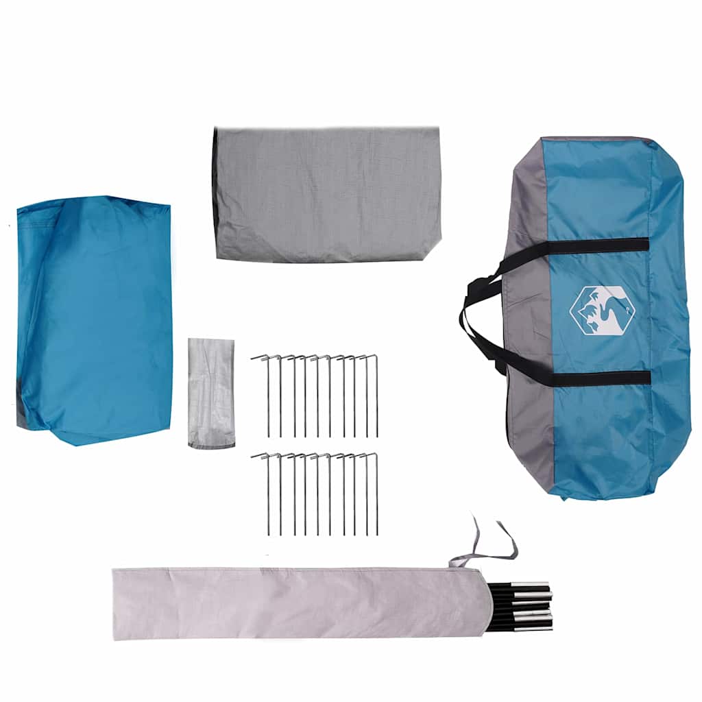 Familietelt med tak med lagring Blå og grå 324 x 255 x 230 cm