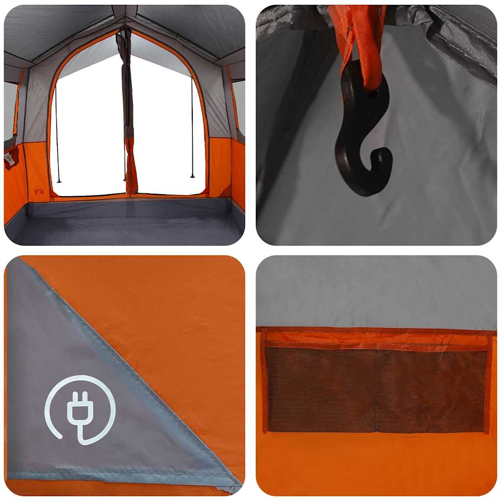 Familietelt med tak Grå og Oransje 324 x 255 x 230 cm