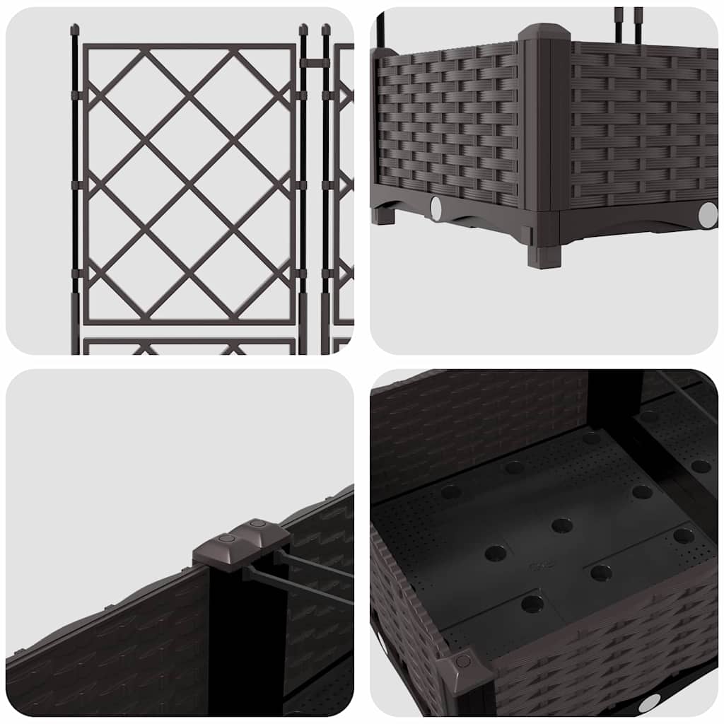 Hagepotte med klatrestativ 5 pcs Brun 120 x 120 x 125.5 cm PP