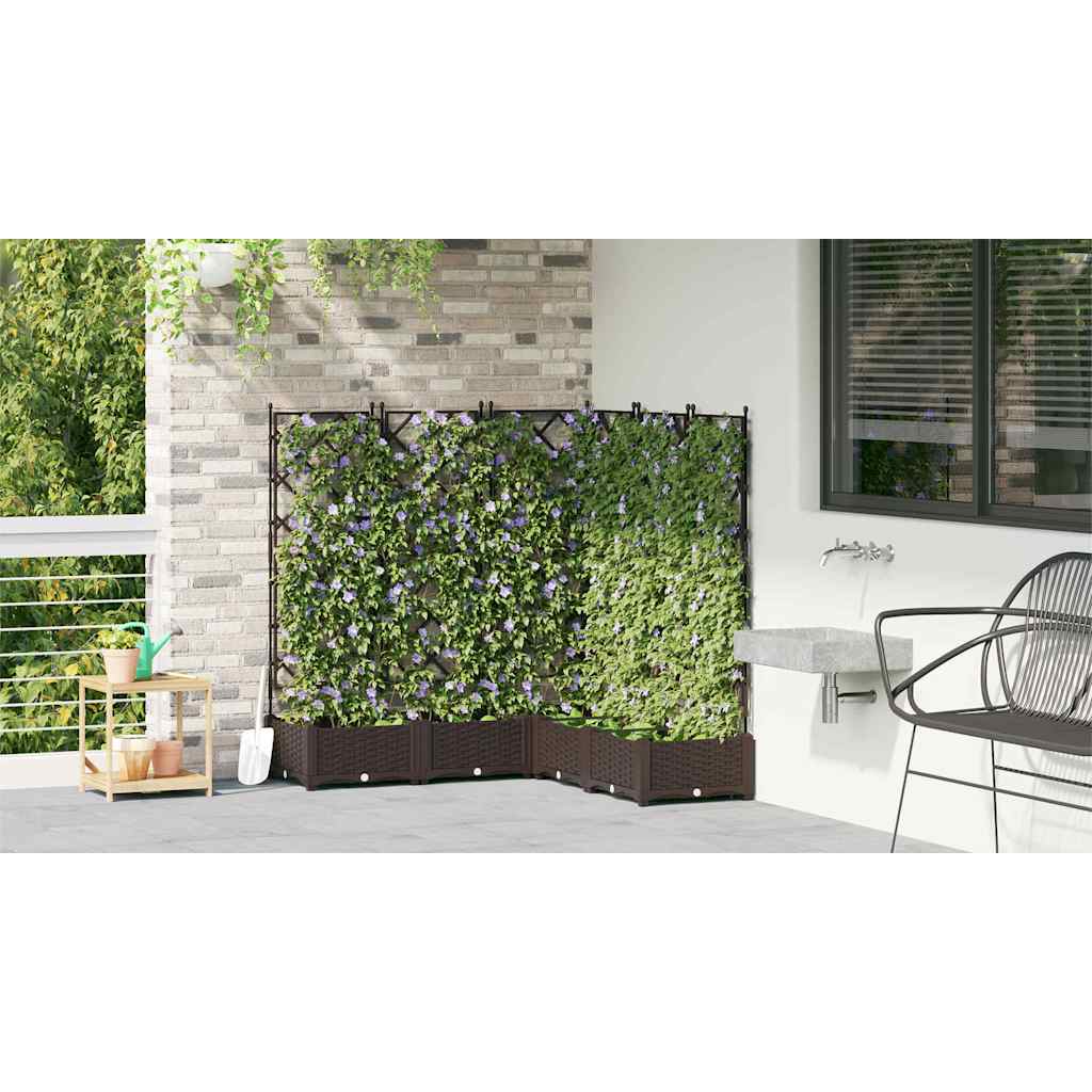 Hagepotte med klatrestativ 5 pcs Brun 120 x 120 x 125.5 cm PP
