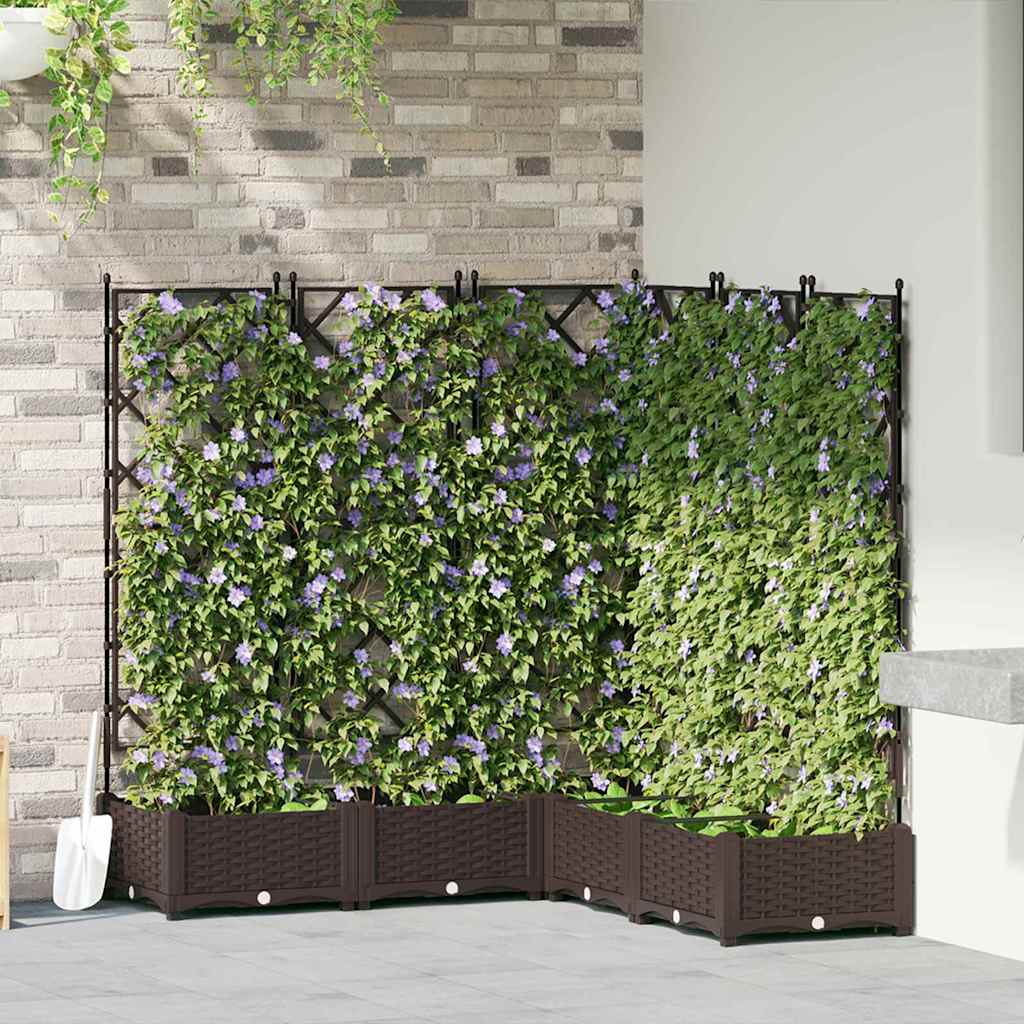 Hagepotte med klatrestativ 5 pcs Brun 120 x 120 x 125.5 cm PP