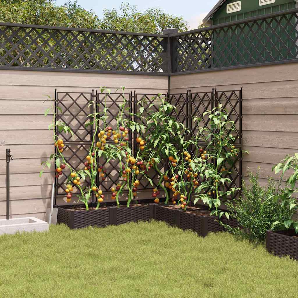 Hagepotte med klatrestativ 5 pcs Brun 120 x 120 x 125.5 cm PP