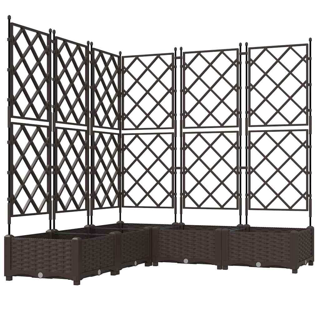 Hagepotte med klatrestativ 5 pcs Brun 120 x 120 x 125.5 cm PP